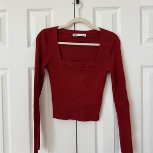 zara square neck long sleeve